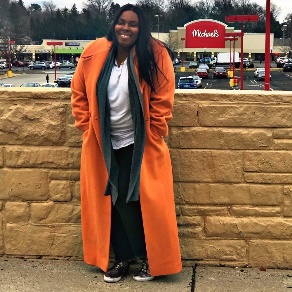 Floor length wool coat with belt